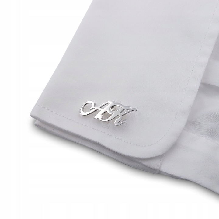 Srebrne spinki do mankietów inicjały na Prezent