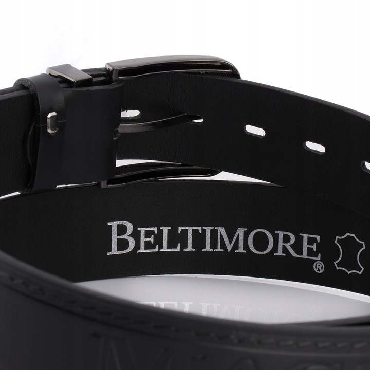 Pasek męski skórzany premium szeroki 4cm klasyczny czarny Beltimore