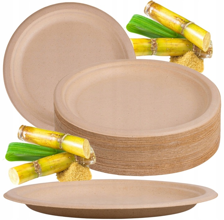 Talerze jednorazowe z trzciny cukrowej LEPSZE NIŻ PAPIEROWE 50 szt. Ø 26 cm