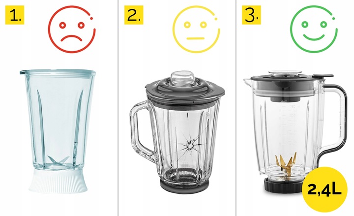 Blender kielichowy Automatyczny Tritan Yoer INOX 2,4L 2200W +Sito do soku