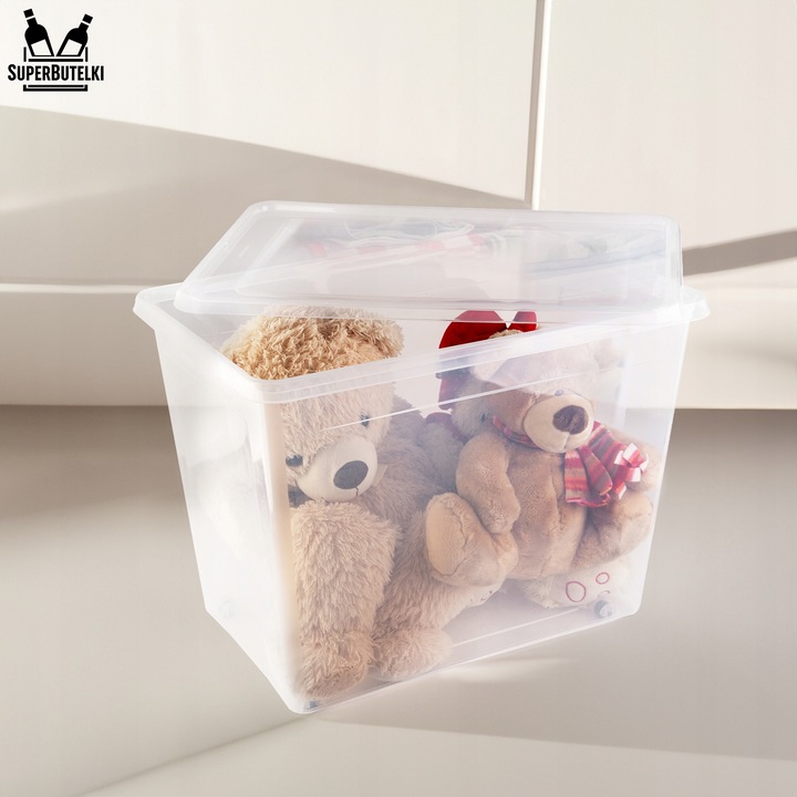 DUŻY POJEMNIK Z KÓŁKAMI 80L PLASTIKOWY ORGANIZER SZUFLADY SZAFY NA