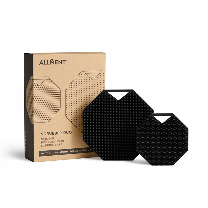 ALLMENT SCRUBBER DUO Antybakteryjna Myjka Szczotka Do Ciała Silikon Zestaw