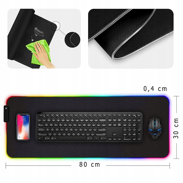 PODKŁADKA POD MYSZ MYSZKĘ GAMINGOWA XXL PODŚWIETLENIE RGB LED LEMON FOX