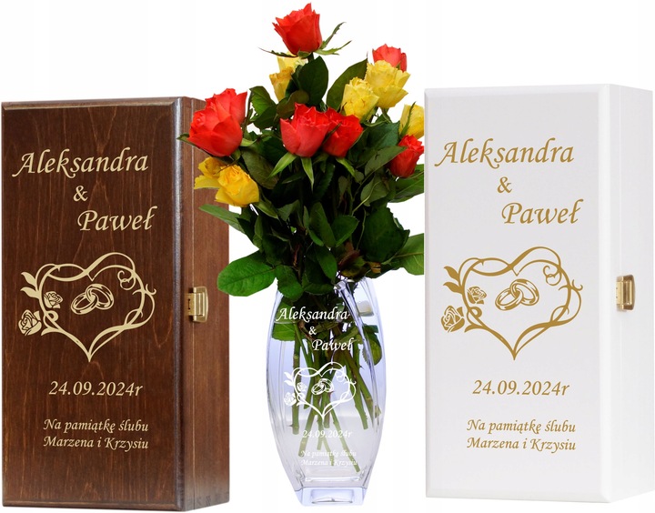 Wazon na kwiaty w pudełku z grawerem Prezent Dzień nauczyciela,