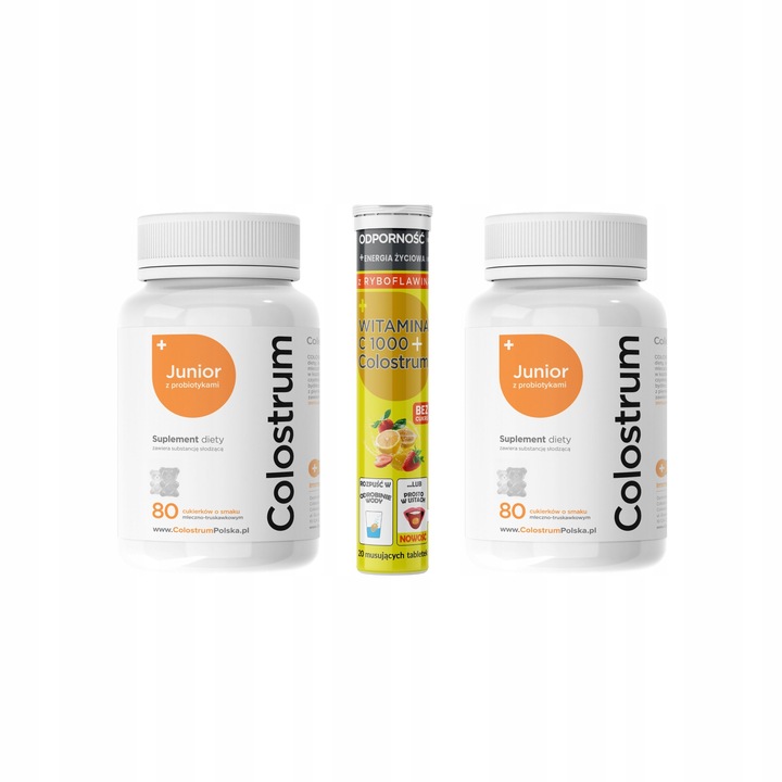 2x Colostrum dla Dzieci Junior PROBIOTYK oraz Witamina C z Colostrum 20 tab