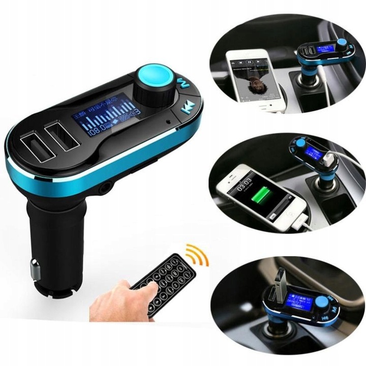 TRANSMITER SAMOCHODOWY FM USB Bluetooth SD AUX