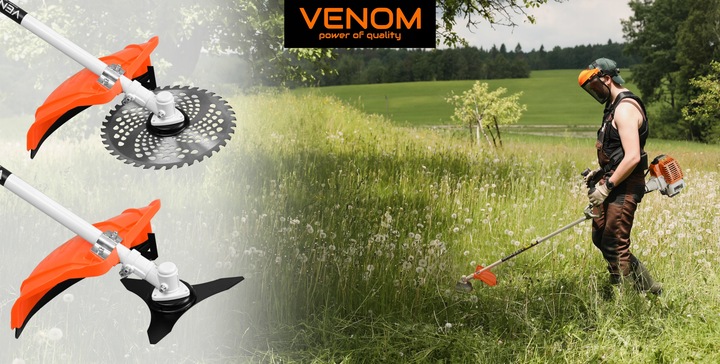 KOSA SPALINOWA VENOM PODKASZARKA SILNIK 3xGŁOWICA 2xTARCZA OLEJ 20W1