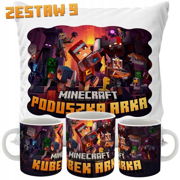 ZESTAW PODUSZKA + KUBEK MINECRAFT IMIĘ PREZENT
