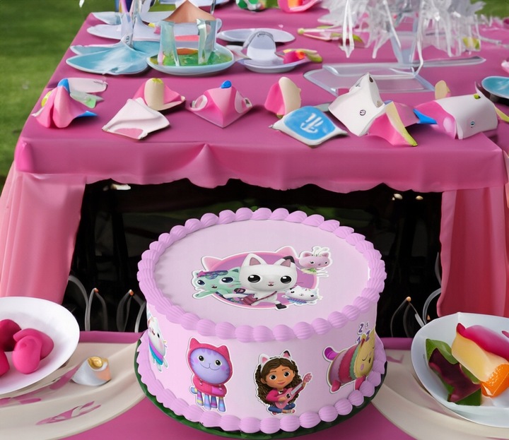 Jadalne Dekoracja KOCI DOMEK GABI Z OPŁATKA CUKROWEGO 10 ELEMENTÓW-WYCIĘTE