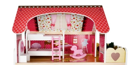 Drewniany Domek dla Lalek + Meble i Taras LED XXL