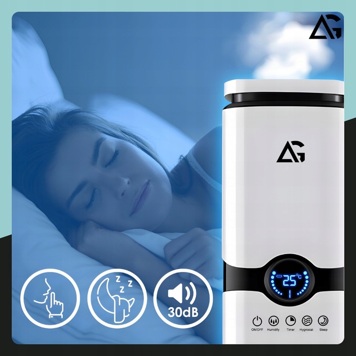 NAWILŻACZ POWIETRZA JONIZATOR AROMATERAPIA DYFUZOR TIMER PILOT + 12x