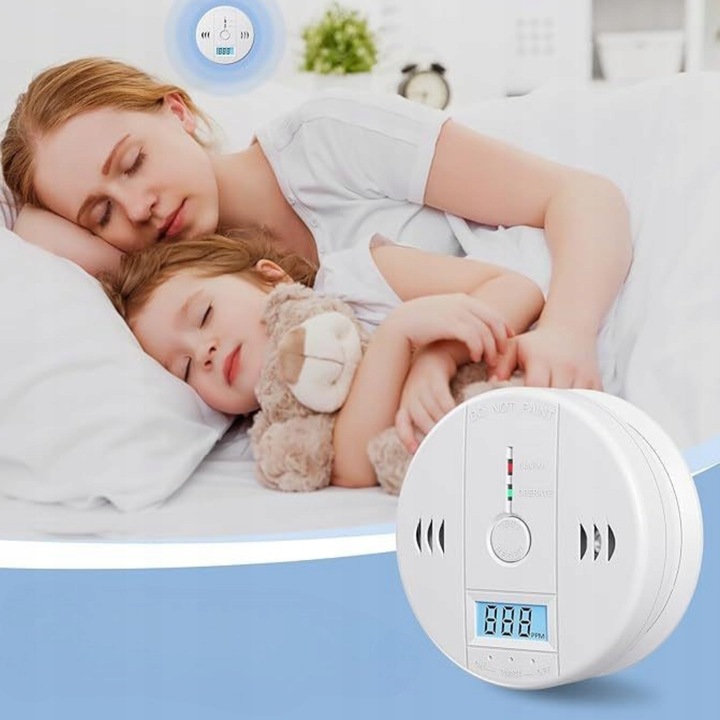 CZUJNIK CZADU GAZU DETEKTOR WYKRYWACZ TLENKU WĘGLA ALARM BEZPRZEWODOWY LCD