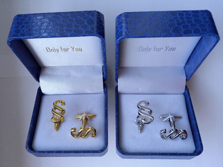 Ślubne weselne złote spinki do mankietów dla Pana Młodego ekskluzywne Etui