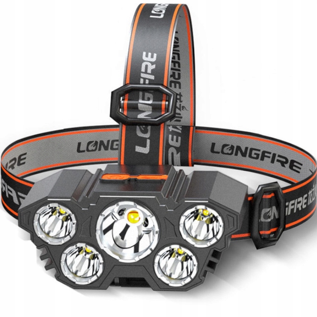 MOCNA LATARKA CZOŁOWA NA GŁOWĘ CZOŁÓWKA 5 LED CREE XPE T6 AKUMALOTOR