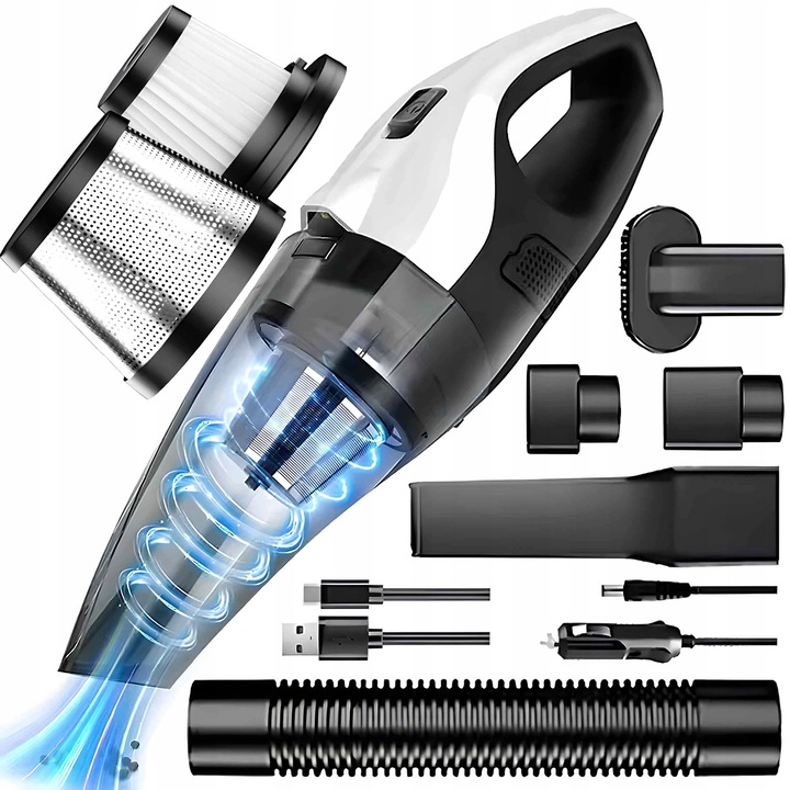 ODKURZACZ RĘCZNY SAMOCHODOWY BEZPRZEWODOWY DO SAMOCHODU PODWÓJNY FILTR