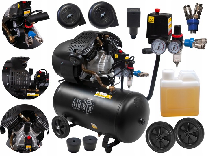 Kompresor Sprężarka olejowa 50L dwutłokowa 2,2kW 230V 10bar Airbox