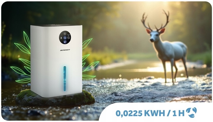 OSUSZACZ POWIETRZA POCHŁANIACZ WILGOCI CICHY 34dB LED Berdsen 1,8L