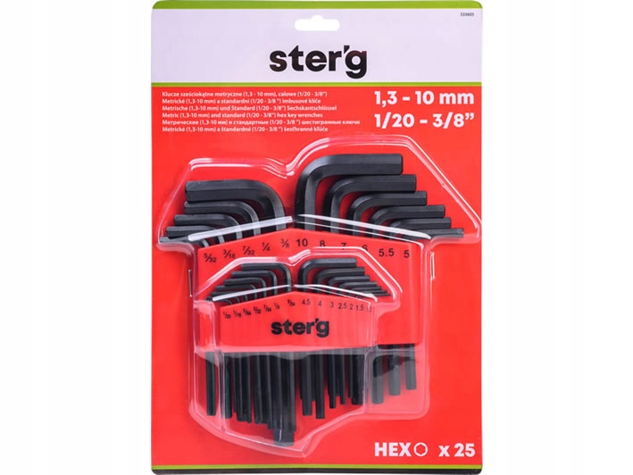 STERG KLUCZE IMBUSOWE KOMPLET KLUCZY IMBUSOWYCH IMBUSÓW IMBUSY ZESTAW 25szt