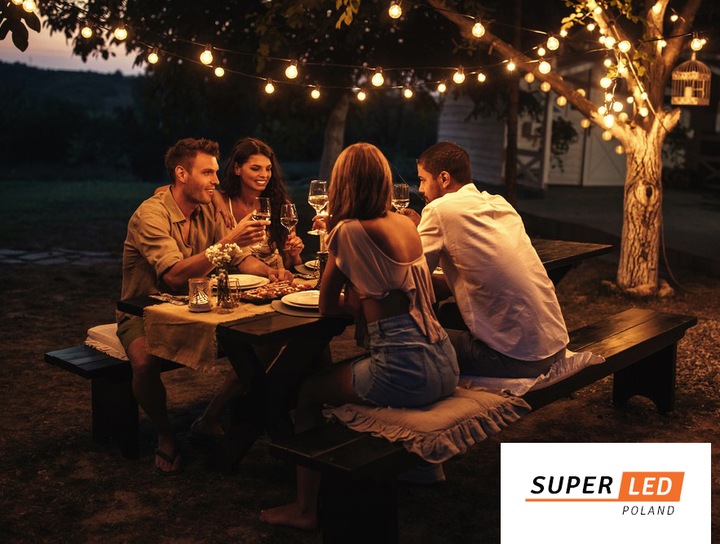 Girlanda ogrodowa Zewnętrzna Łańcuch Świetlny 10m + 10x żarówka LED E27