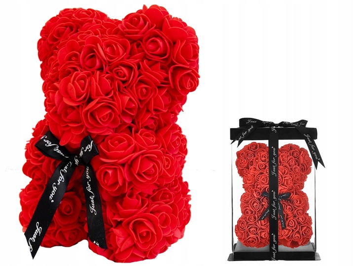 MIŚ Z PŁATKÓW RÓŻ PREZENT DUŻY PUDEŁKO ROSE BEAR RÓŻANY BUKIET KWIATÓW