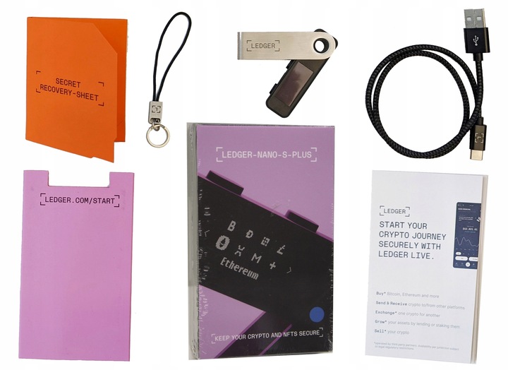 Portfel Ledger nano S PLUS wallet kryptowaluty BTC ETH XRP ADA SOL DOGE XLM