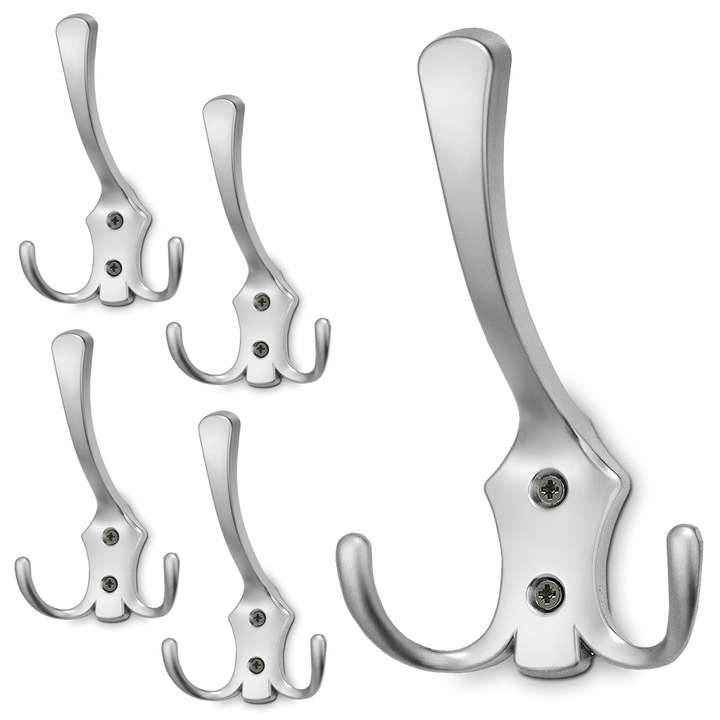 5x HACZYK NA UBRANIA WIESZAK NA UBRANIA ŚCIENNY WIESZAK MEBLOWY CHROM