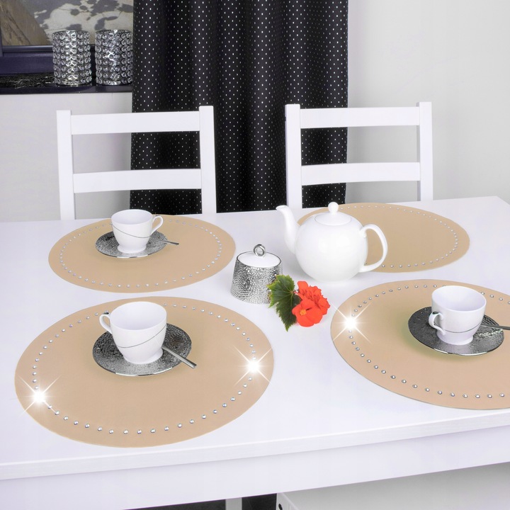 Podkładka dekoracyjna GLAMOUR koło 40 cm czarna srebro