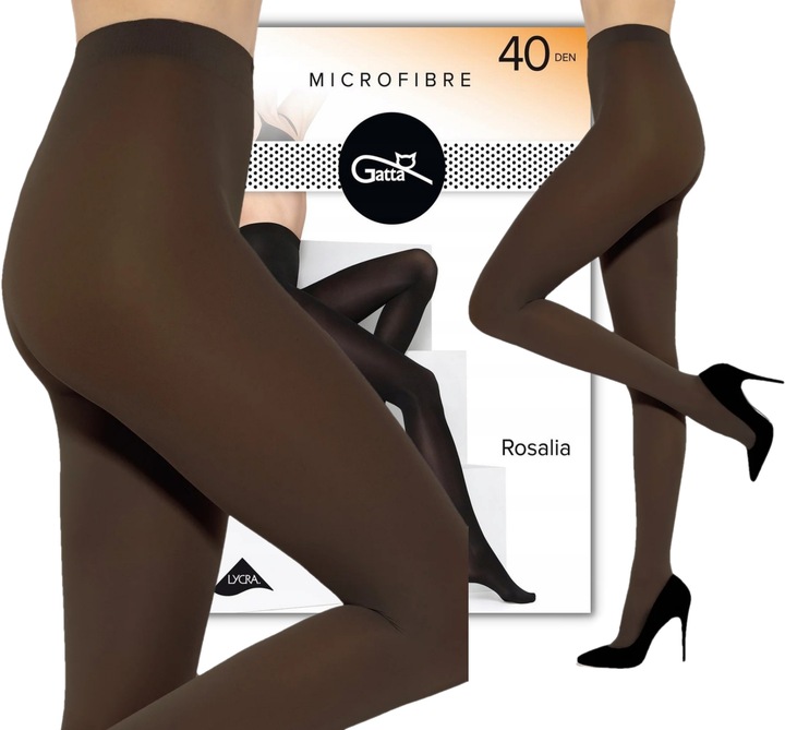 Rajstopy kryjące Gatta gładkie miękka mikrofibra 40DEN ROSALIA 5-XL brązowe