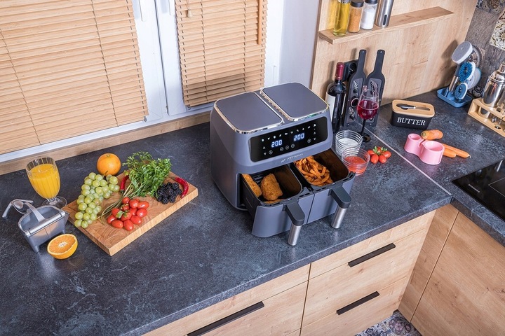 FRYTKOWNICA BEZTŁUSZCZOWA PODWÓJNA AIR FRYER 8L 2800W DWUKOMOROWA