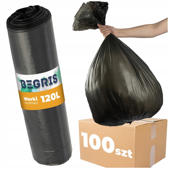 WORKI NA ŚMIECI 120L DO SEGREGACJI NA ODPADY WYTRZYMAŁE 100SZT BARDZO MOCNE