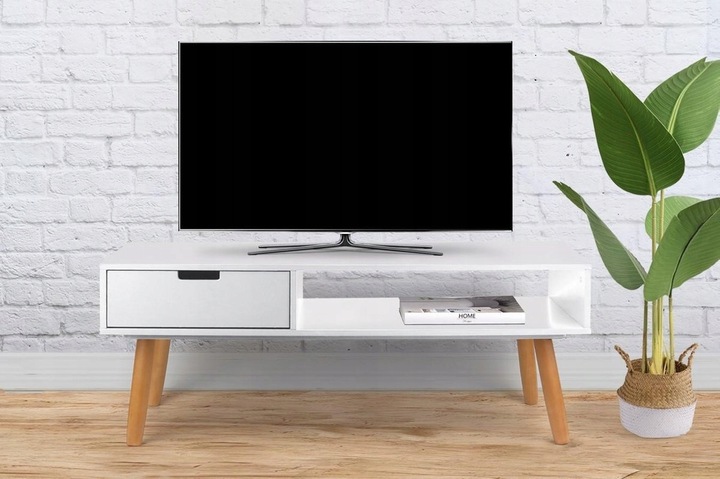 KOMODA Szafka RTV Kredens Regał na Telewizor z Szufladą BIAŁY