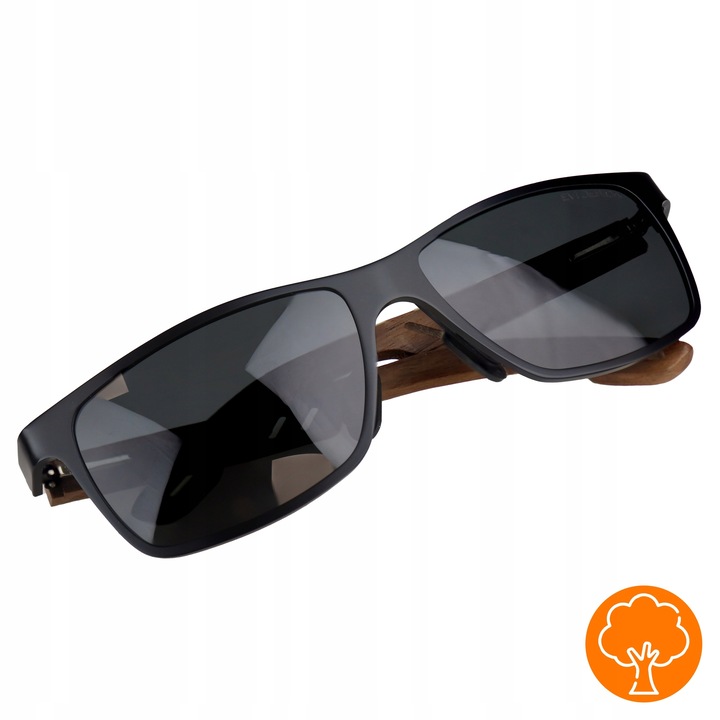 OKULARY PRZECIWSŁONECZNE męskie POLARYZACYJNE drewniane NERDY UV400 +