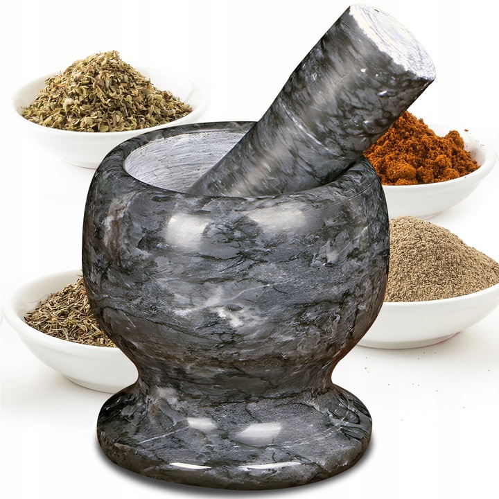 MOŹDZIERZ KUCHENNY KAMIENNY TŁUCZEK DO UCIERANIA PRZYPRAW ZIÓŁ