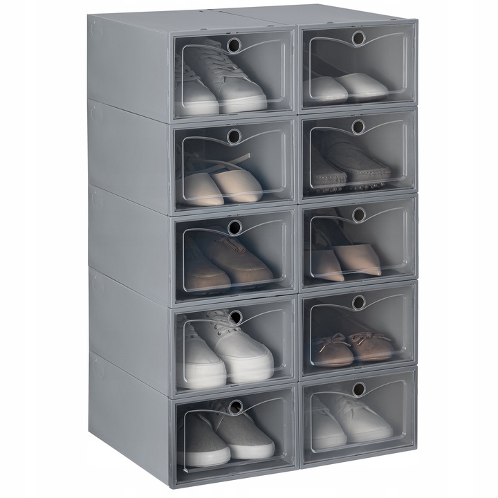 10x Składane pudełko na buty organizer pojemnik plastikowe z klapą do