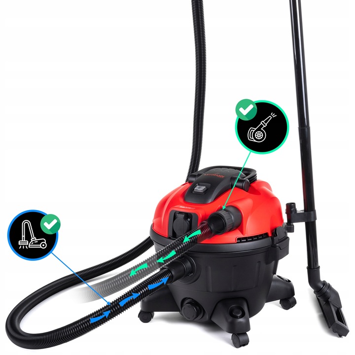 ODKURZACZ PRZEMYSŁOWY WARSZTATOWY SUCHO MORKO MOC SSĄCA + NADMUCH 25L