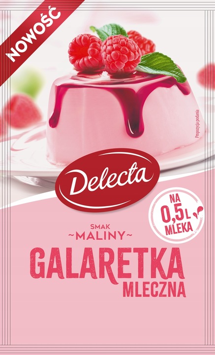 Galaretka mleczna Delecta banan, gruszka, morela, malina, śmietanka