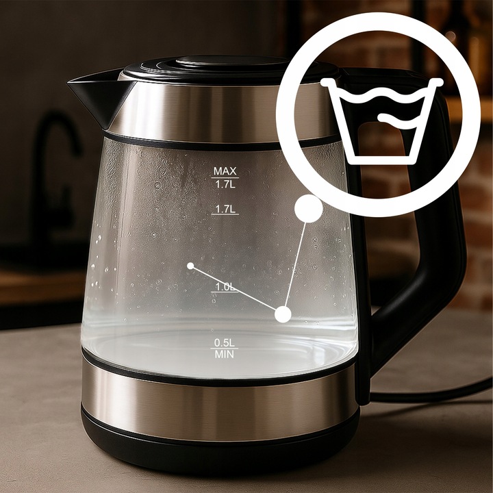 DUŻY CZAJNIK ELEKTRYCZNY 1,7L REGULACJA TEMPERATURY PODŚWIETLANY RGB