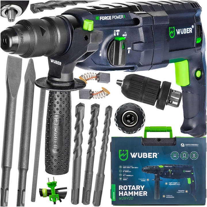 MŁOTOWIERTARKA UDAROWA 4000BPM 230V WIERTARKA 2500W 4J SDS+SAMOZACISK