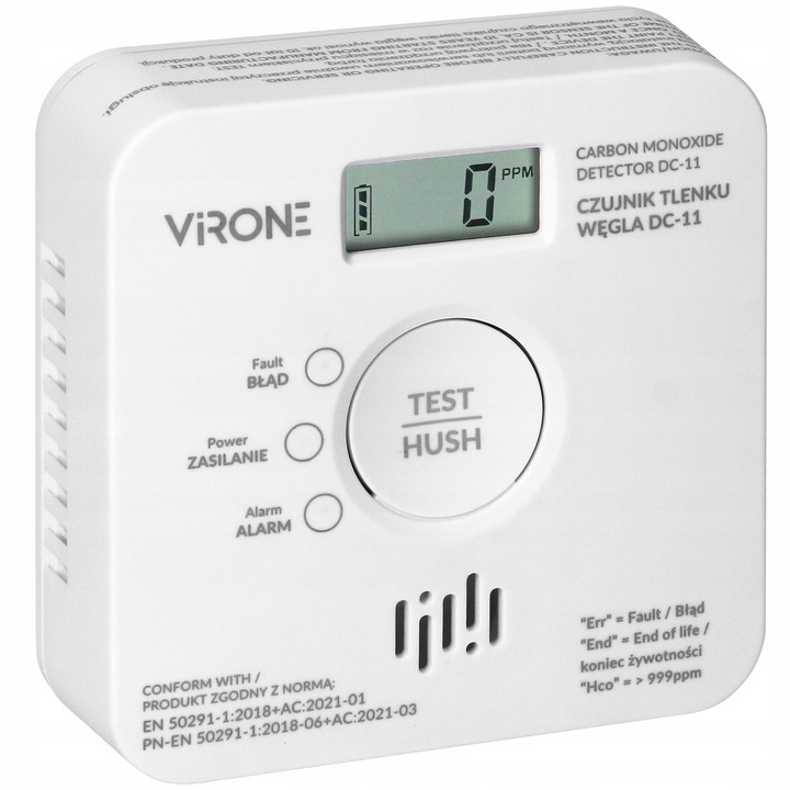 Czujnik Czadu Detektor Tlenku Węgla Bezprzewodowy 85db 10 LAT +