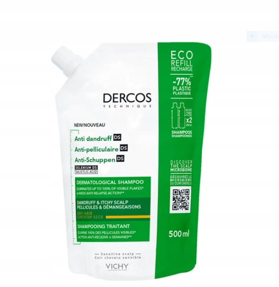 VICHY DERCOS Szampon przeciwłupieżowy do włosów suchych 500 ml REFILL
