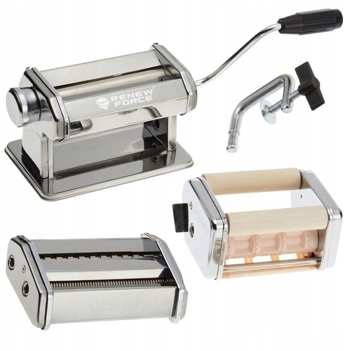 Maszynka Ręczna Do Makaronu RAVIOLI Ciasta Stal NIERDZEWNA 7w1 Zestaw