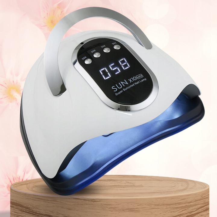 MOCNA LAMPA DO PAZNOKCI HYBRYD ŻELI UV LED SUN X10 MAX LCD Z RĄCZKĄ