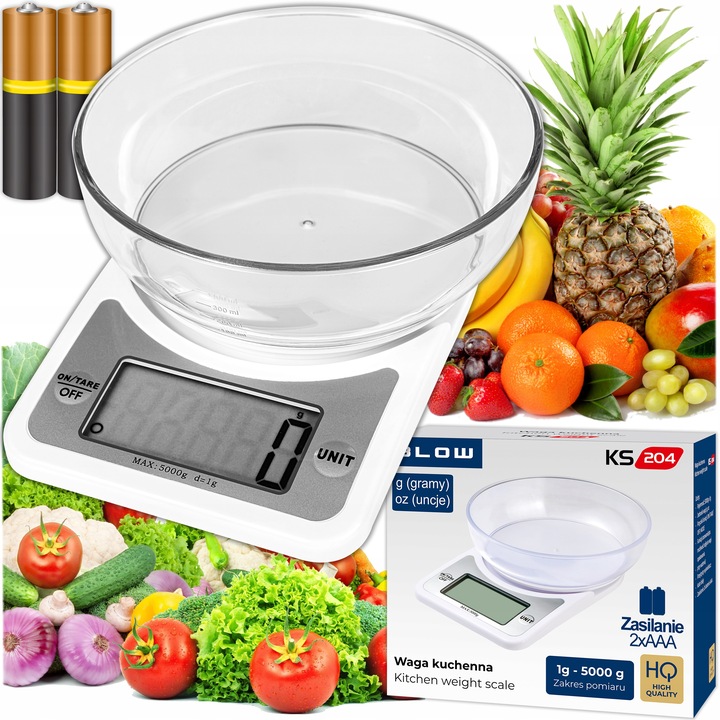 WAGA KUCHENNA ELEKTRONICZNA PRECYZYJNA Z MISĄ LCD ZESTAW 1G / 5KG