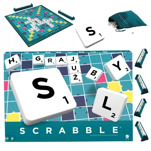 ZESTAW GRA SCRABBLE ORIGINAL wersja polska Y9616 gry planszowe + GRATIS