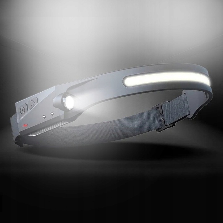 LATARKA CZOŁOWA CZOŁÓWKA LED NA GŁOWĘ LAMPKA AKUMULATOROWA COB CZUJNIK RUCH