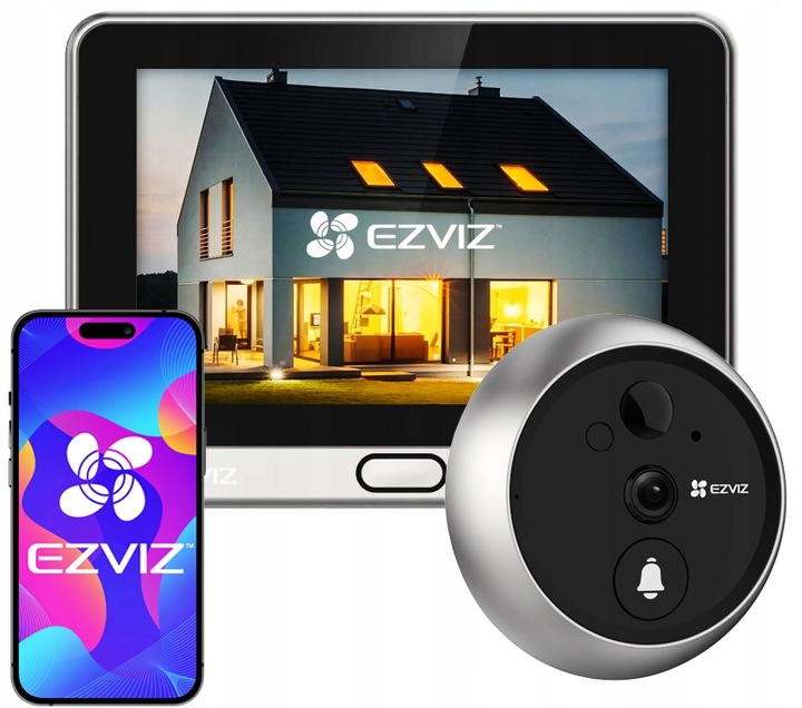 Wizjer EZVIZ DP2 2K dotykowy WiFi Wizjer z Kamerą i Dzwonkiem Judasz