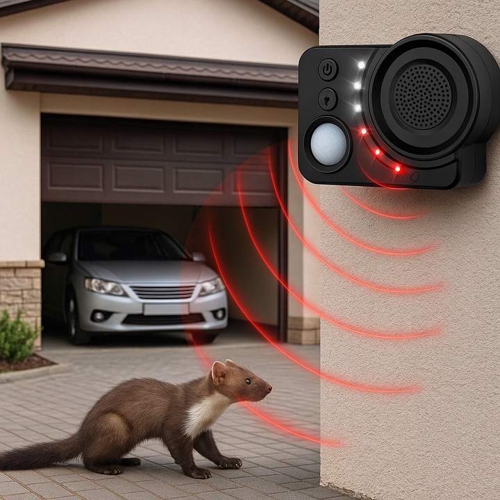 ODSTRASZACZ GRYZONI KUNY MYSZY MOCNY CZUJNIK RUCHU RIWALL RSK-01