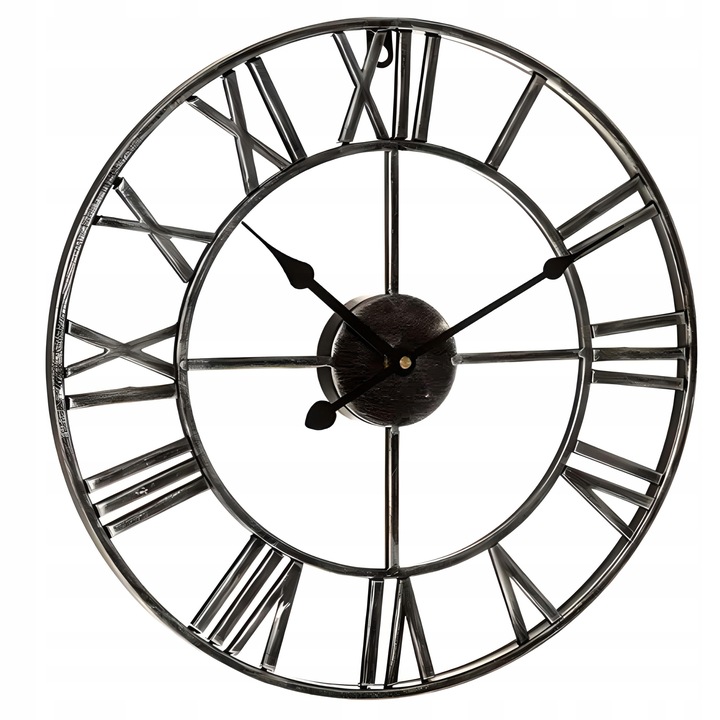 ZEGAR ŚCIENNY RETRO ELEKTRONICZNY CZARNY LOFT RZYMSKI 3D CICHY VINTAGE XXL