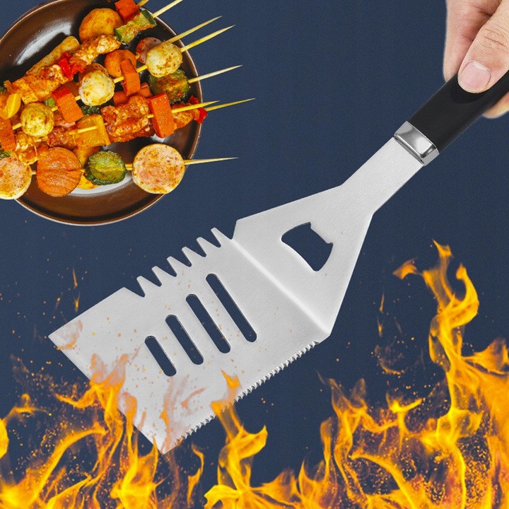 STALOWY Zestaw grillowy akcesoria przybory do grilla 4w1 +etui SUPER