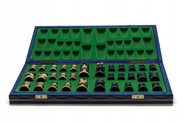 Szachy Senator niebieski/Szachy ozdobne/Szachy drewniane/ producent